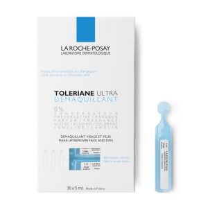 Toleriane Ultra Démaquillant visage et yeux peaux ultra-sensibles à allergiques Monodoses stériles 30 x 5ml