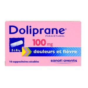 Doliprane 100mg - 10 suppositoires