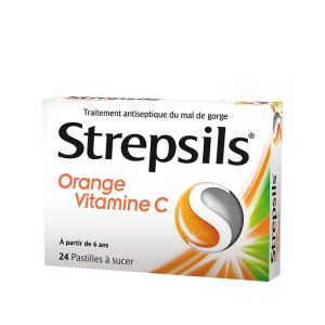 Strepsils orange vitamine C 24 pastilles à sucer