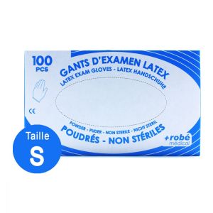 Gants d'examen latex poudré taille S -100 gants