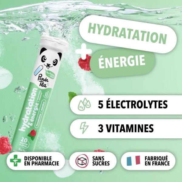 Panda Tea Hydratation & Énergie - Menthe-Framboise - 1 tube de 20 Pastilles
