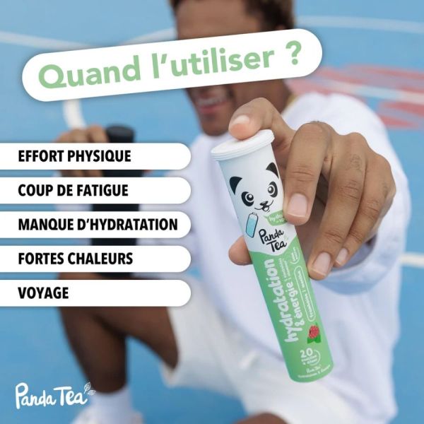 Panda Tea Hydratation & Énergie - Menthe-Framboise - 1 tube de 20 Pastilles