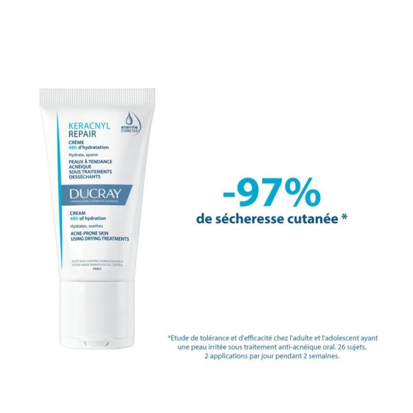 Keracnyl Repair - Crème visage compensatrice du dessèchement cutané induit par un traitement anti-acnéique oral 50 ml