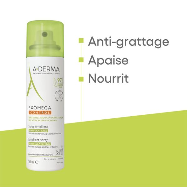 Exomega Control Spray émollient anti-grattage Peaux sèches à tendance à l'eczéma atopique 50 ml