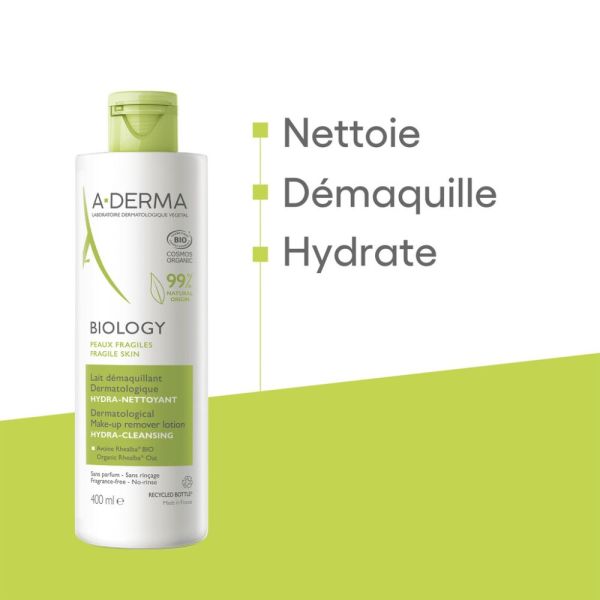 Lait démaquillant dermatologique hydra-nettoyant BIOLOGY 400 ml