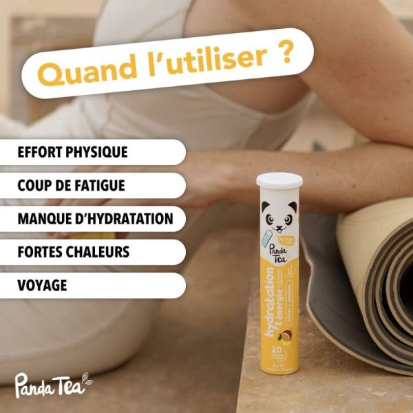 Panda Tea Hydratation & Énergie - Citron-Passion - 1 tube de 20 Pastilles