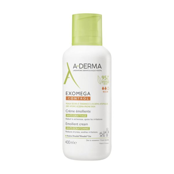 Exomega Control Crème émolliente anti-démangeaisons Peaux sèches à tendance à l'eczéma atopique 400 ml