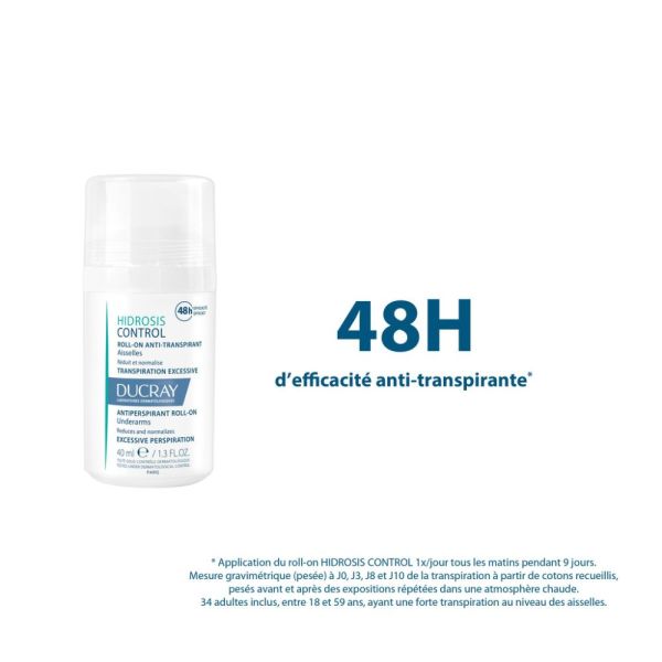 Hidrosis Control - Roll-on déodorant anti transpirant Aisselles - Transpiration excessive 40 ml