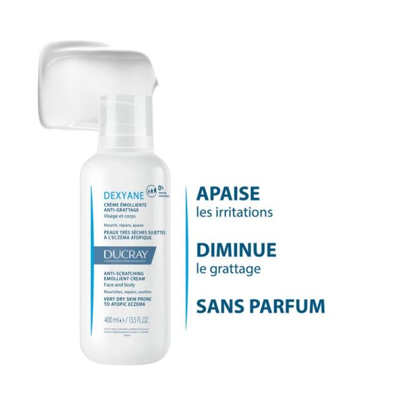 Dexyane - Crème émolliente anti-grattage peaux très sèches et à tendance atopique 400 ml