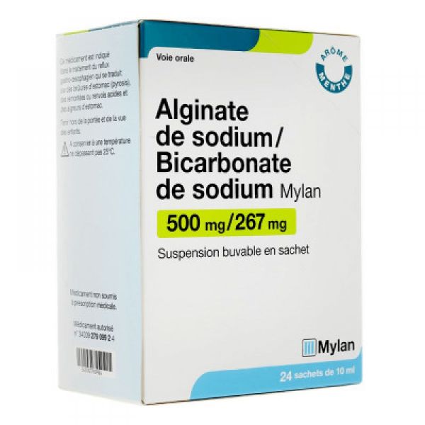 Alginate de sodium / Bicarbonate de sodium - 24 sachets