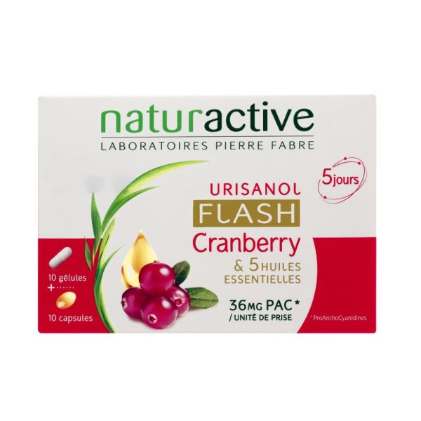 Urisanol Flash - Cranberry & 5 Huiles Essentielles 10 gélules + 10 capsules