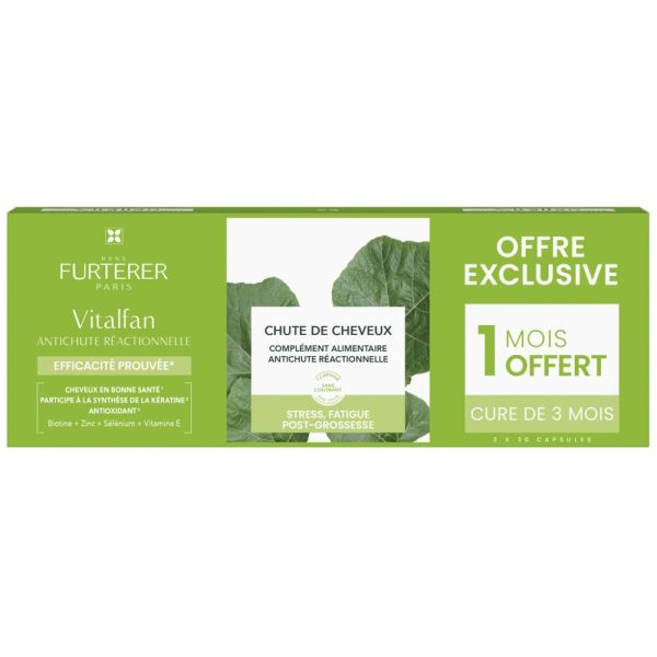 Vitalfan - Antichute réactionnelle complément alimentaire pousse cheveux - Offre spéciale trio 3X30 capsules