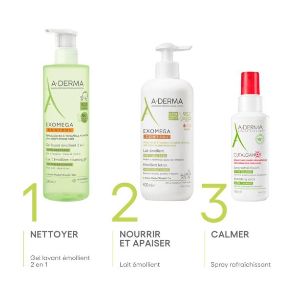 Exomega Control Gel lavant émollient anti-démangeaisons 2en1 Corps et Cheveux 200 ml