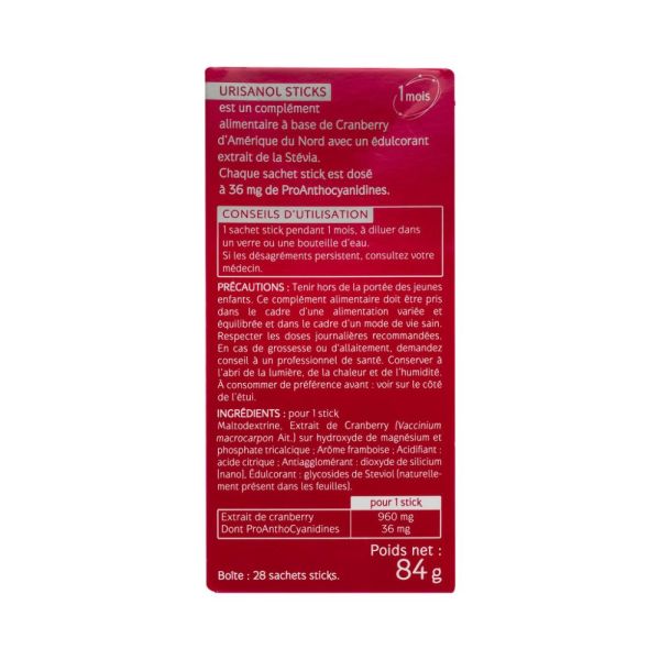 Urisanol - Cranberry Stévia 28 sticks