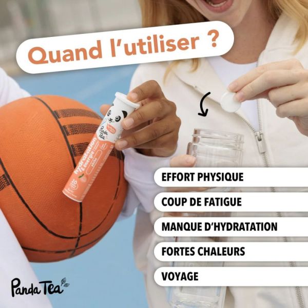 Panda Tea Hydratation & Énergie - Pêche - 1 tube de 20 Pastilles