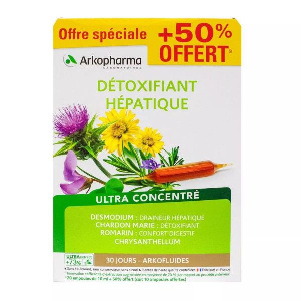 Arkofluide Detoxifiant Hepatique - 20 + 10 ampoules