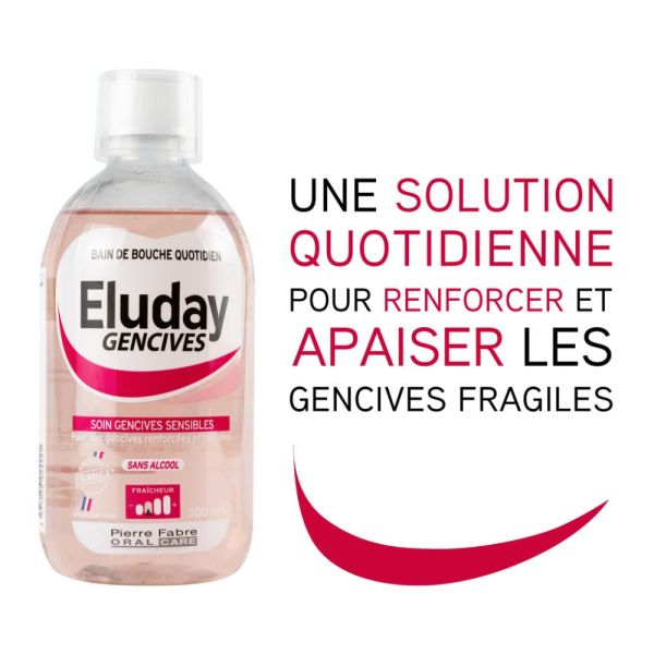 Eluday Gencives - bain de bouche quotidien soin gencives sensibles 500 ml