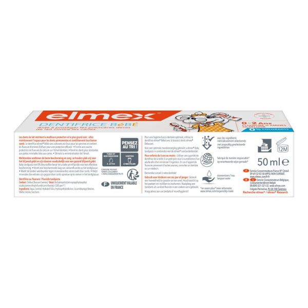 Dentifrice Elmex Anti-Caries Bébé 0-3 ans 50ml