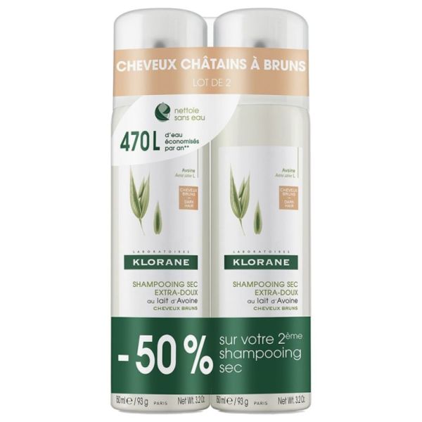 Shampooing Sec Avoine Brun - lot de 2x150mL