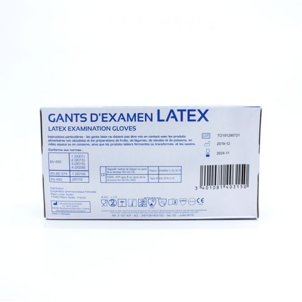 Gants Latex Poudré - Taille M 7-8 - Boite 100