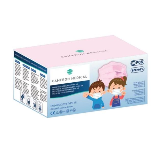 MASQUES CHIRURGICAUX ENFANT CAMERON ROSES X50