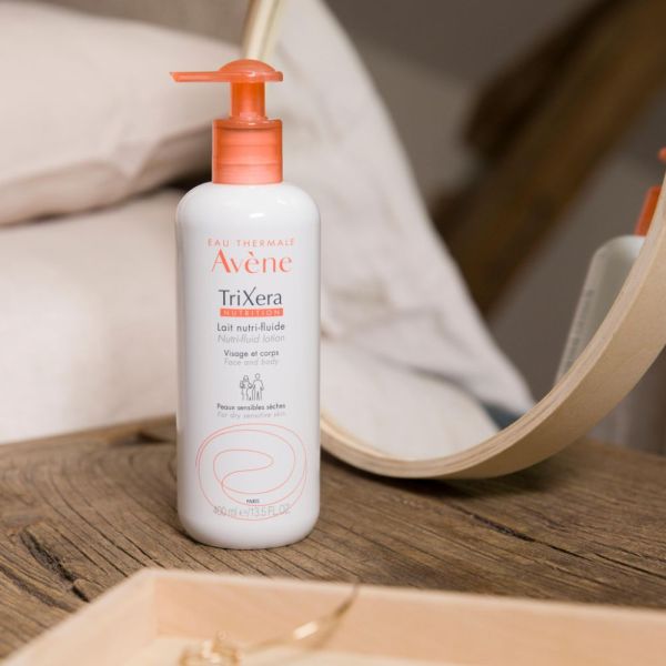 TriXera Nutrition Lait Nutri-fluide Répare, nourrit et apaise peaux sensibles sèches à très sèches de toute la famille 400 ml