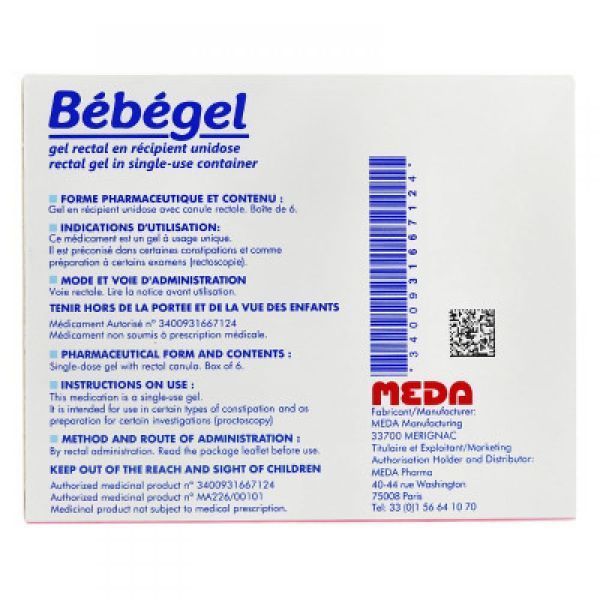 bébégel gel rectal - 6 unidoses