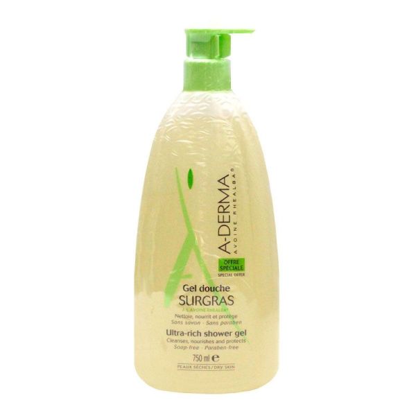Gel douche Aderma surgras à l'avoine Rhealba - 750 ml