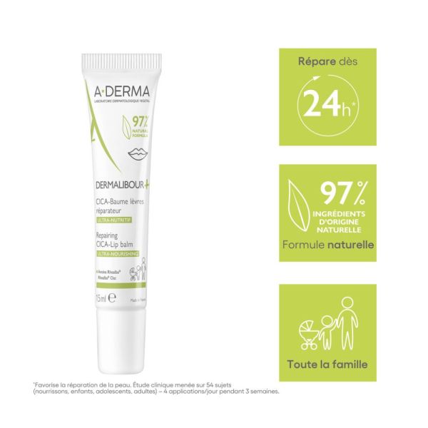 CICA-Baume lèvres réparateur DERMALIBOUR+ 15 ml