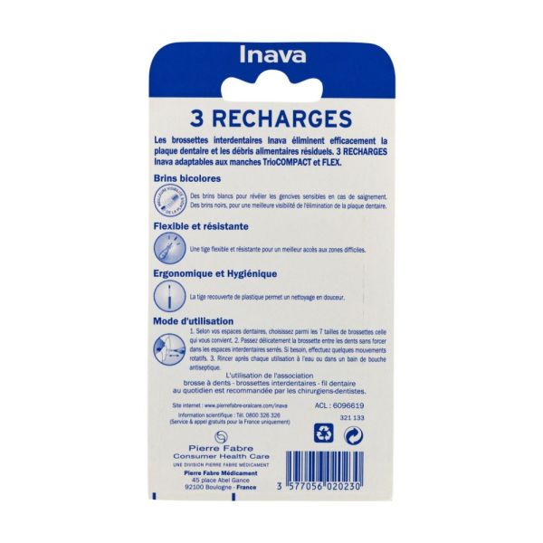 Inava Recharge noire (ISO 0) - brossette interdentaire 3 u