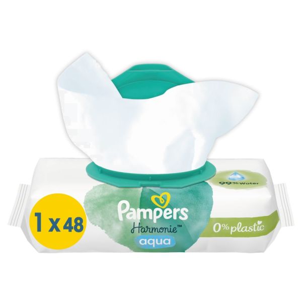 Pampers Lingettes Harmonie Aqua 0% - 48 paquets