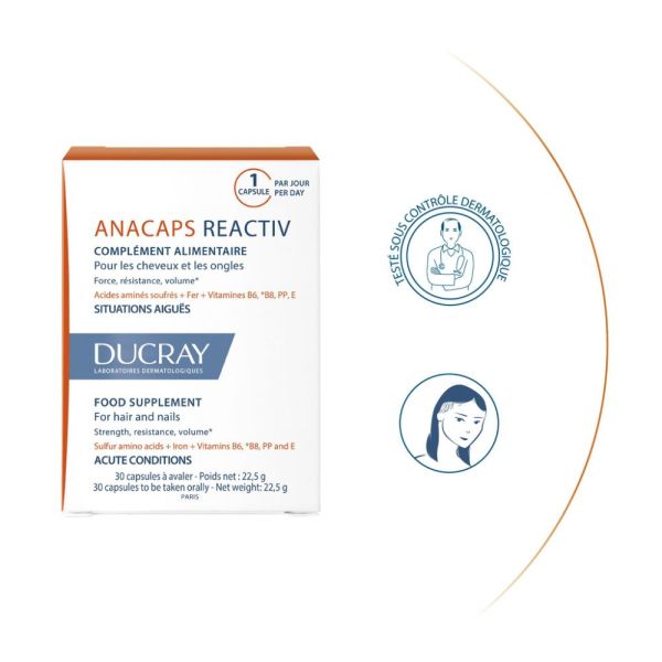 Anacaps - Réactiv Complément alimentaire fortifiant cheveux 30 u