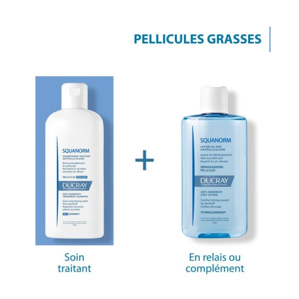 Squanorm - Shampooing traitant antipelliculaire pellicules grasses 200 ml