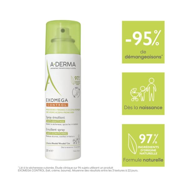 Exomega Control Spray émollient anti-grattage Peaux sèches à tendance à l'eczéma atopique 200 ml