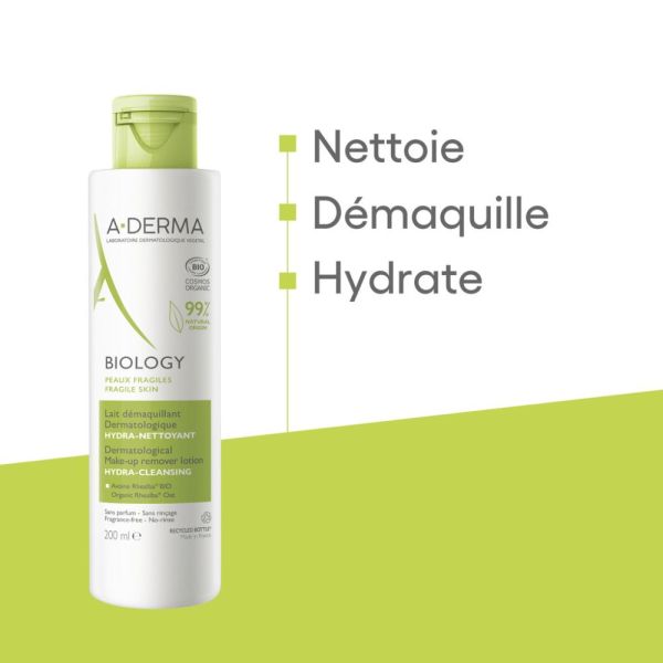 Lait démaquillant dermatologique hydra-nettoyant BIOLOGY 200 ml